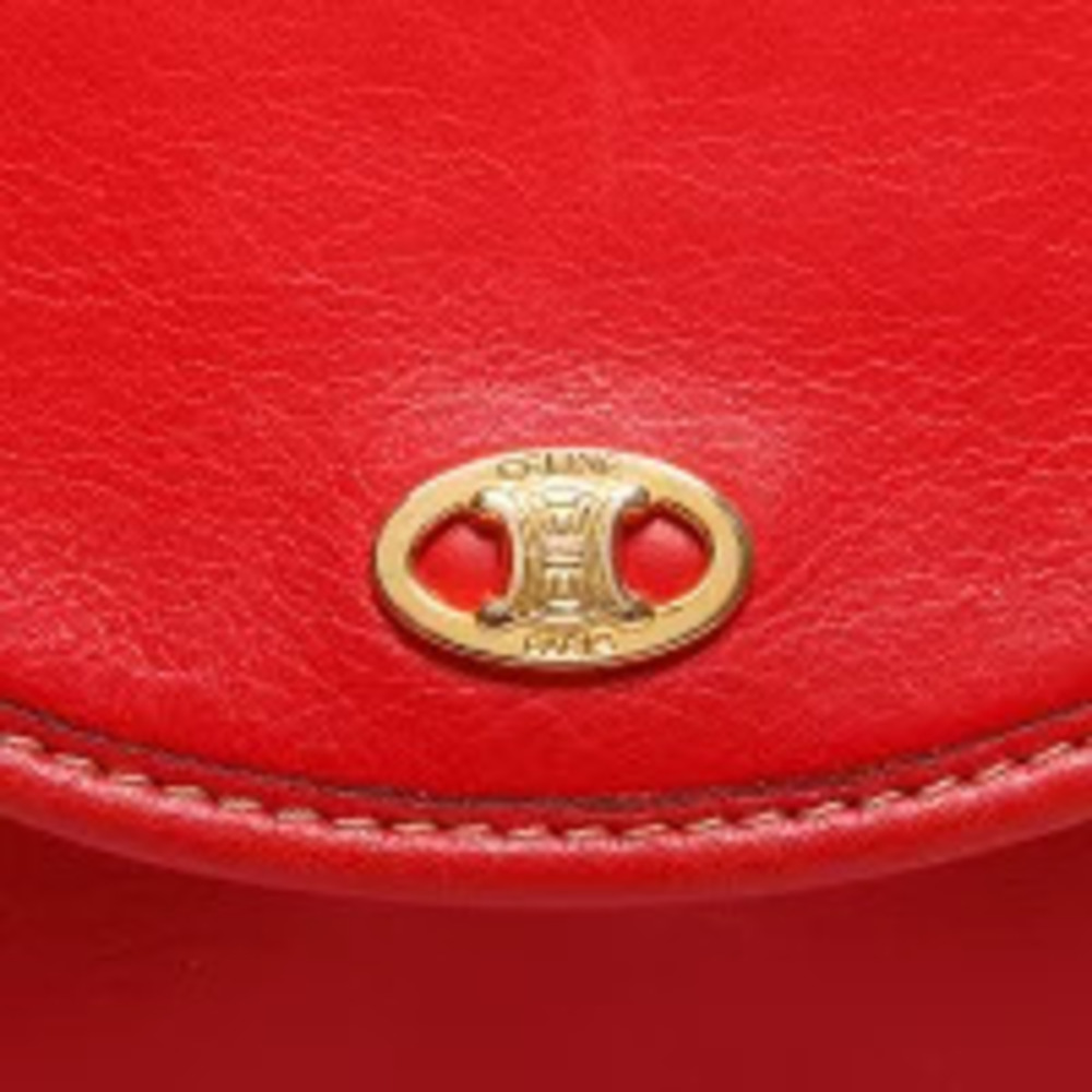Celine Leather Logo Handbag Red - Picture 9 of 13